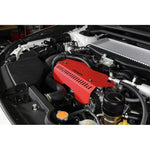 Red powder-coated PERRIN Tall Pulley Cover for 2022-2026 Subaru WRX