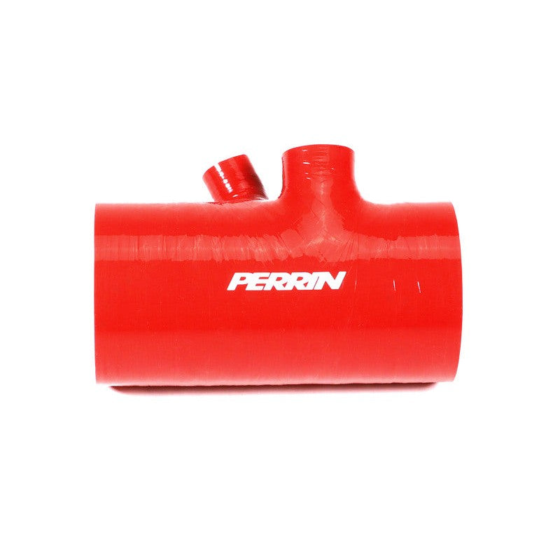 Red PERRIN reinforced silicone short type turbo inlet hose for 2022-2026 Subaru WRX