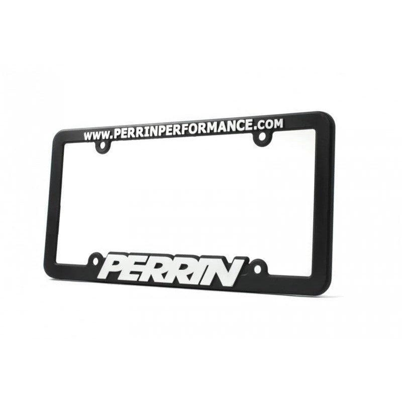 Black PERRIN license plate frame with high-contrast white lettering.