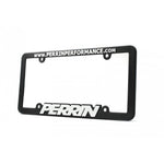 Black PERRIN license plate frame with high-contrast white lettering.