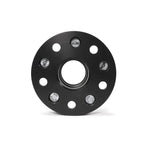 Black PERRIN 30mm wheel spacers for 5x114.3 Subaru hubs featuring pre-installed wheel studs.