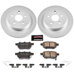 Power Stop Z17 Evolution rear brake kit with two silver Geomet coated rotors, ceramic pads, and hardware kit.
