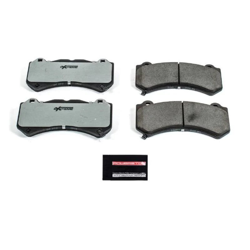 Power Stop Z26-1405 front carbon-fiber ceramic brake pads with stainless steel hardware and ceramic lubricant.
