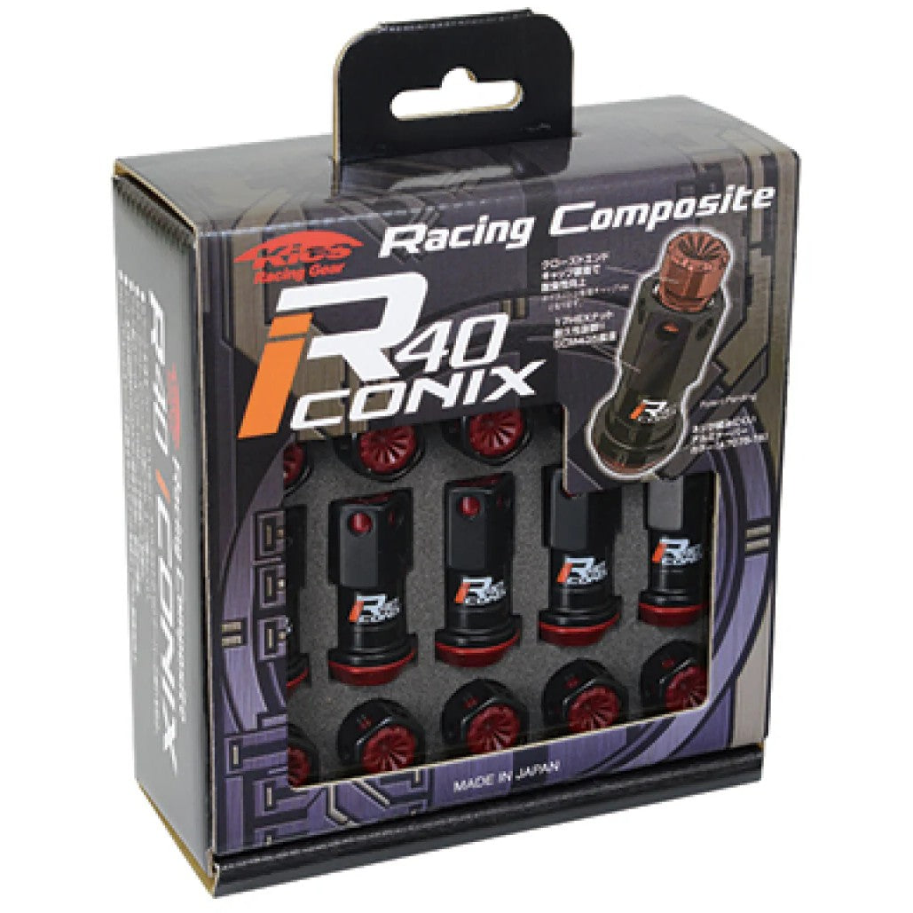 Project Kics R40 Iconix 12x1.50 lug nut and lock set in black with matching black plastic caps