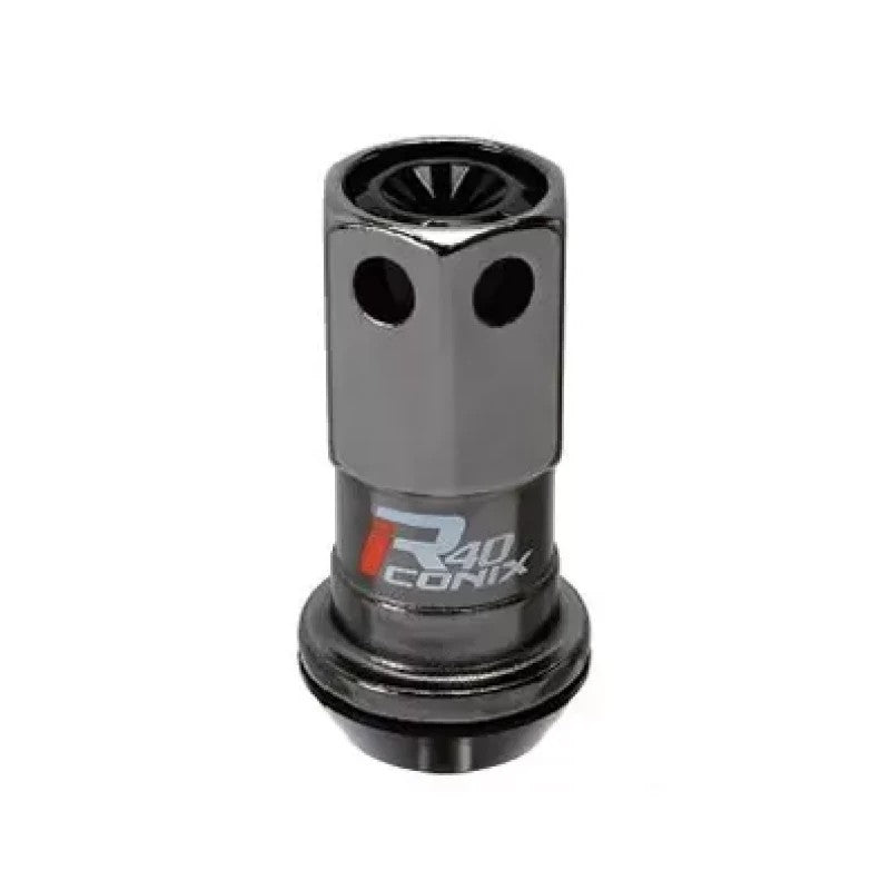 Project Kics R40 Iconix 12x1.25 Black Lug Nut (Black Seat) - 1pc