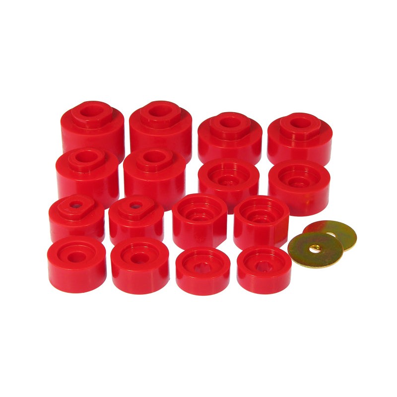 Set of red Prothane polyurethane cab mount bushings for 2001-2005 Ford Explorer Sport Trac