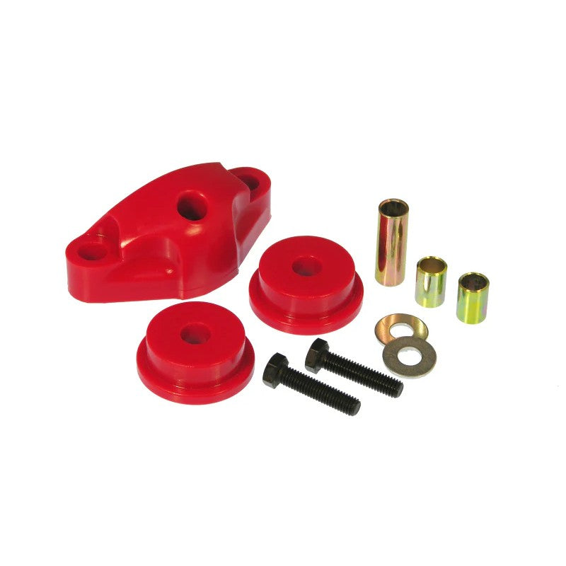 Red Prothane polyurethane shifter bushings for 2004-2012 Subaru Impreza WRX and STI 6-speed manual transmissions.