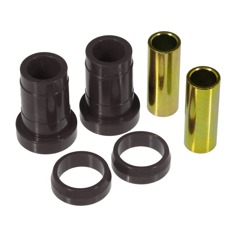 Black Prothane polyurethane rear trailing arm bushings with metal inner sleeves for 1963-1972 Chevrolet and GMC trucks.