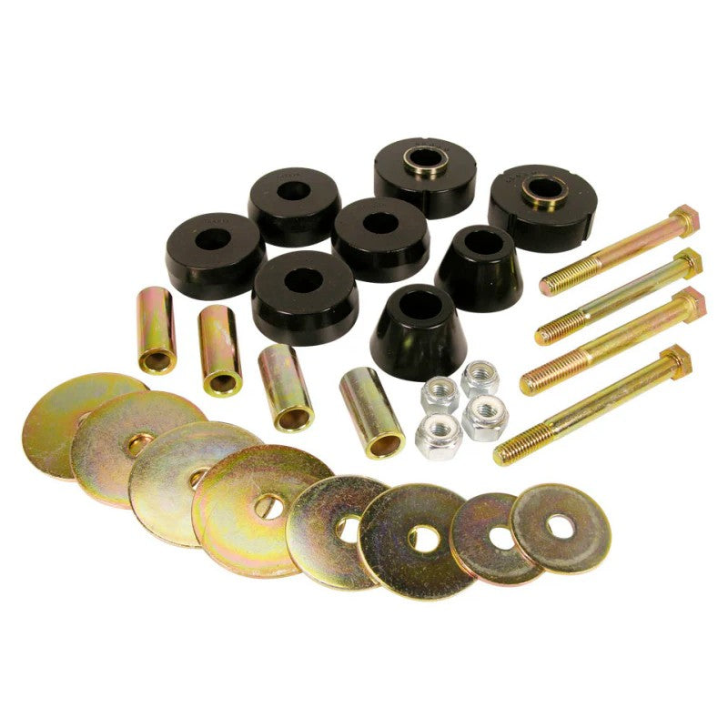 Black Prothane polyurethane body mount bushing kit for 1963-1966 Chevrolet C10 1/2 Ton 2WD