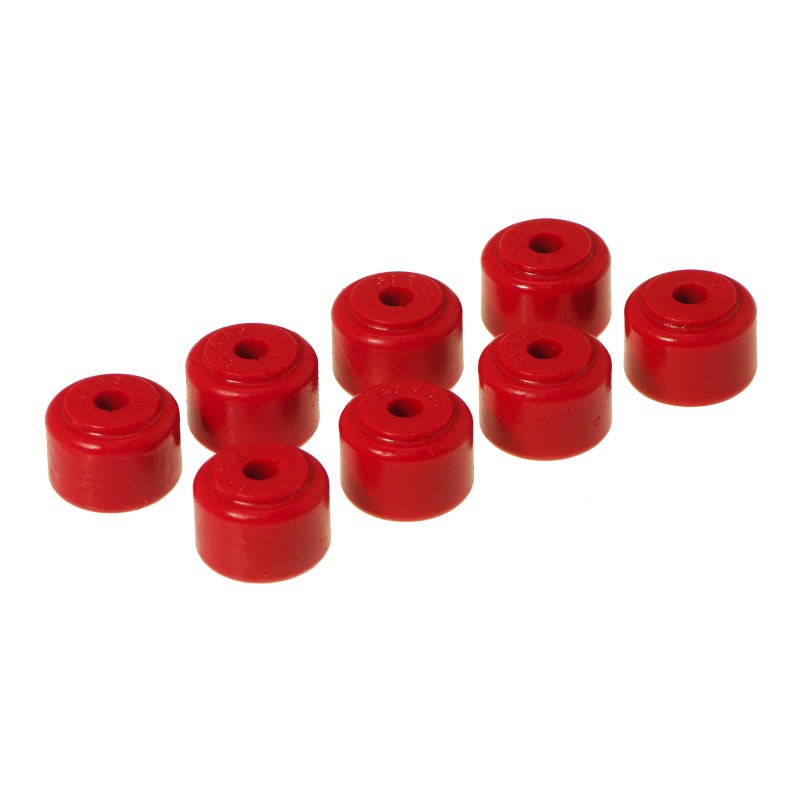 Red Prothane polyurethane sway bar end links with mounting hardware for 1966-1976 BMW 2002.