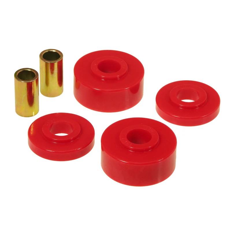 Prothane red polyurethane transmission mount bushings for 1970-1993 Dodge W-Series pickup trucks.
