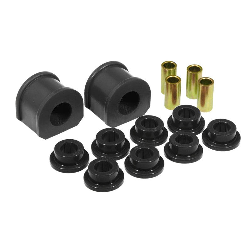 Black Prothane 1 1/8 inch sway bar and eye-to-eye end link bushings for 2-inch Ford truck frames.