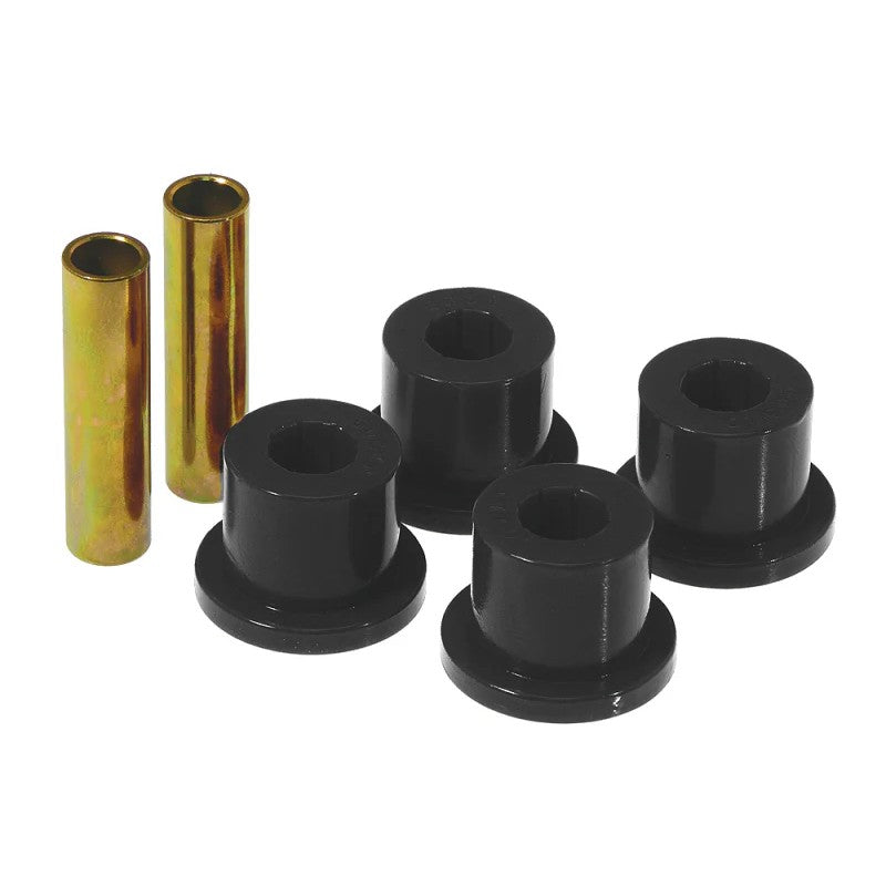 Black Prothane polyurethane rear frame shackle bushings, 1.5 inch OD, for 1967-1991 GM trucks.