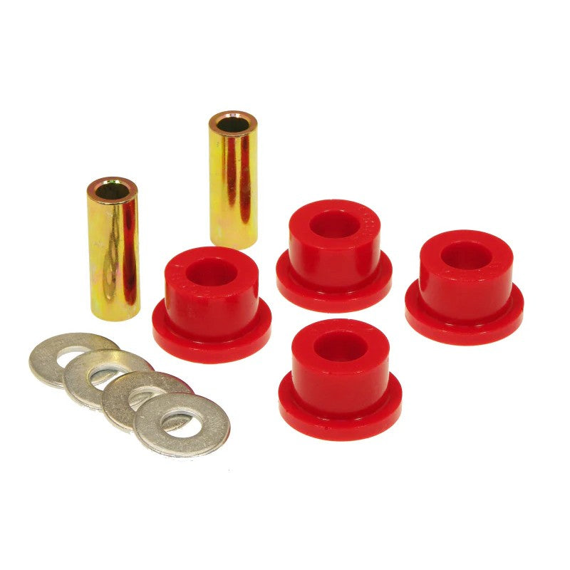 A pair of Prothane red polyurethane rear axle suspension inserts for 1975-1984 Volkswagen MK1 models.