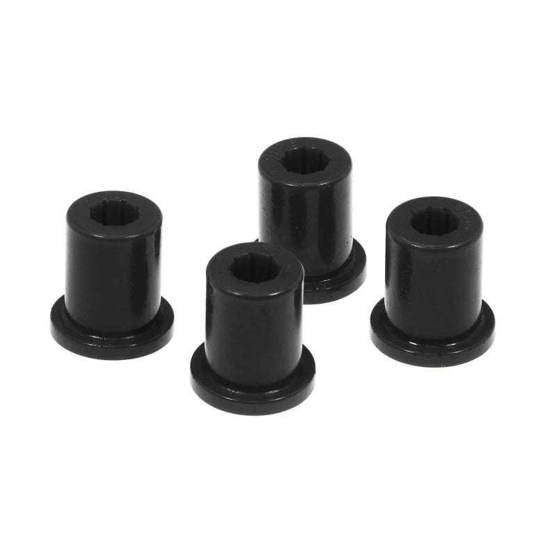 Prothane black polyurethane rear frame shackle bushings for 1976-1986 Jeep CJ5 and CJ7.