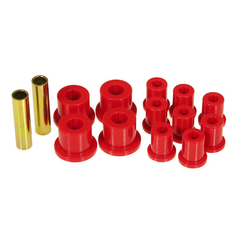 Prothane 1-1003 red polyurethane rear leaf spring and shackle bushing kit for 1976-1986 Jeep CJ5 and CJ7.