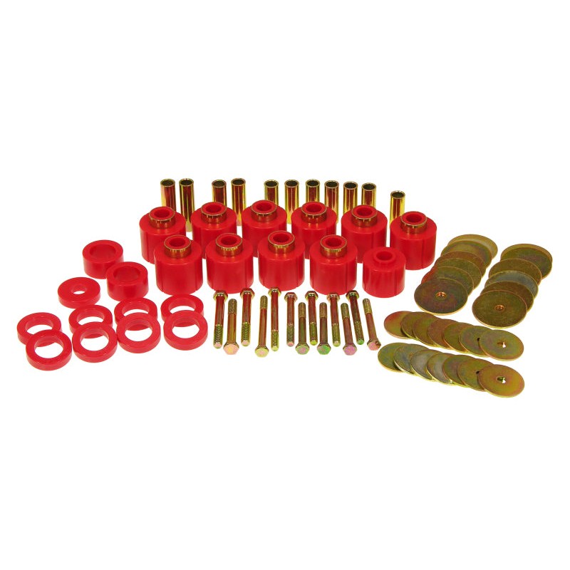 Prothane red polyurethane body mount bushings and hardware for 1980-1986 Jeep CJ5 and CJ7