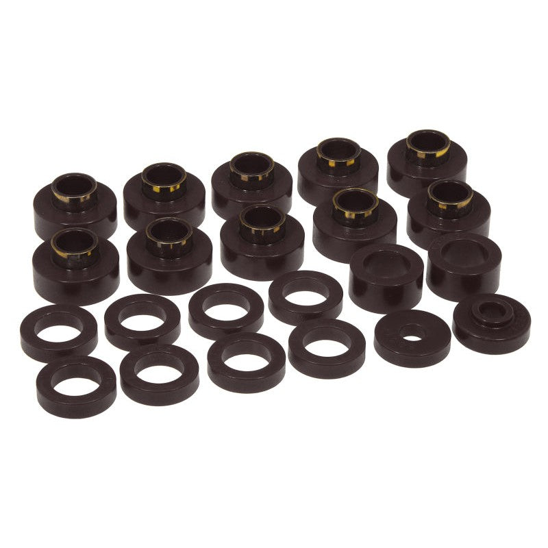 Prothane black polyurethane 22-piece body mount bushing kit for 1980-1986 Jeep CJ5 and CJ7.