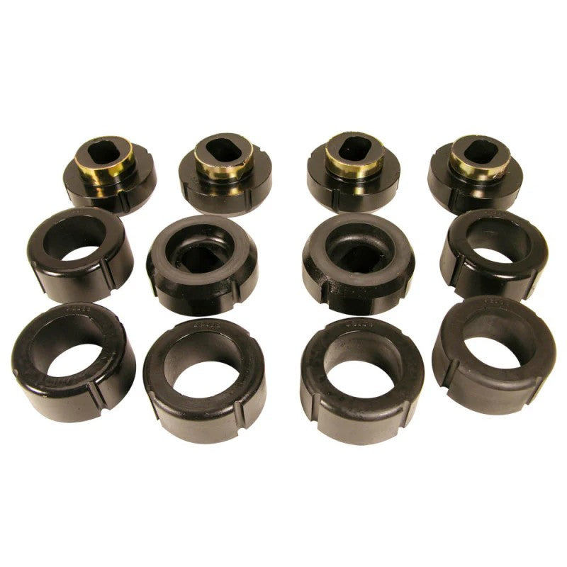 Black Prothane polyurethane body mount bushing kit for 1981-1987 Chevrolet and GMC C/K series trucks.