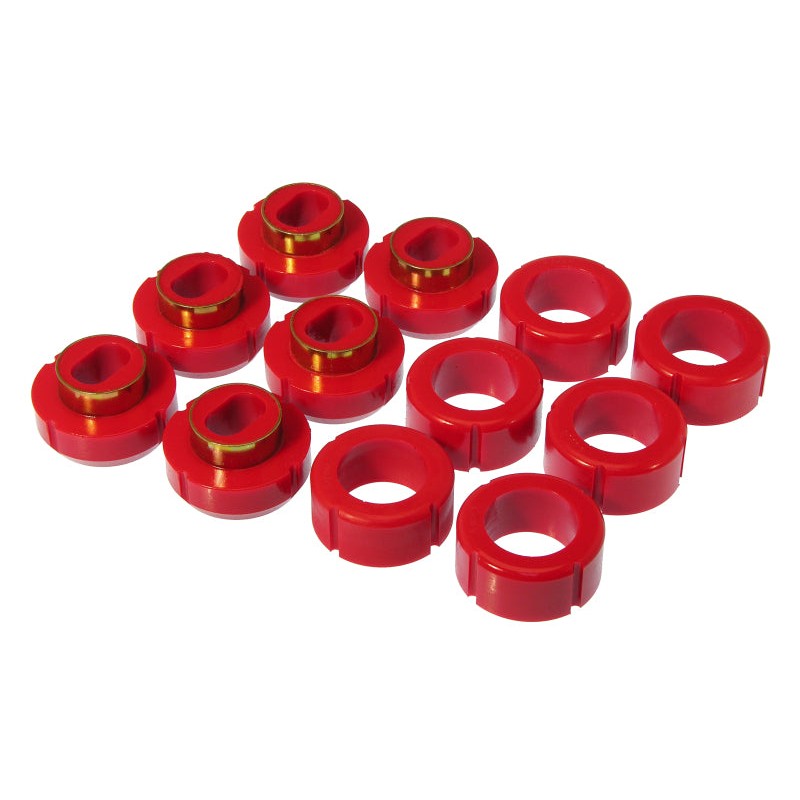 Prothane red polyurethane body mount bushings for 1981-1987 Chevrolet and GMC C/K and R/V series trucks.