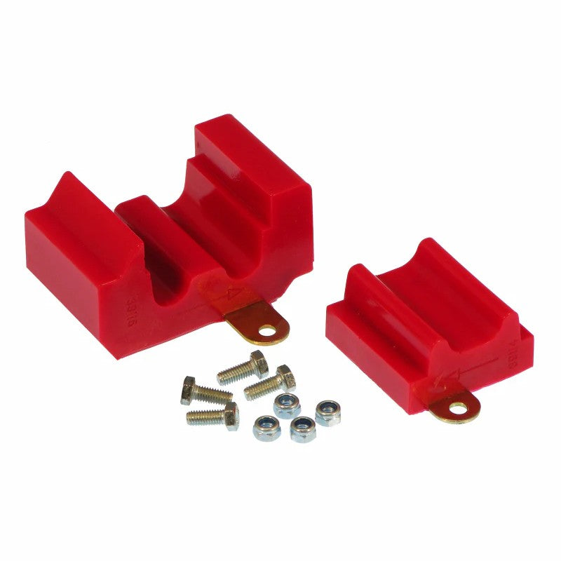 Red Prothane torque arm mount bushings for 1984-2002 Chevrolet Camaro and Pontiac Firebird