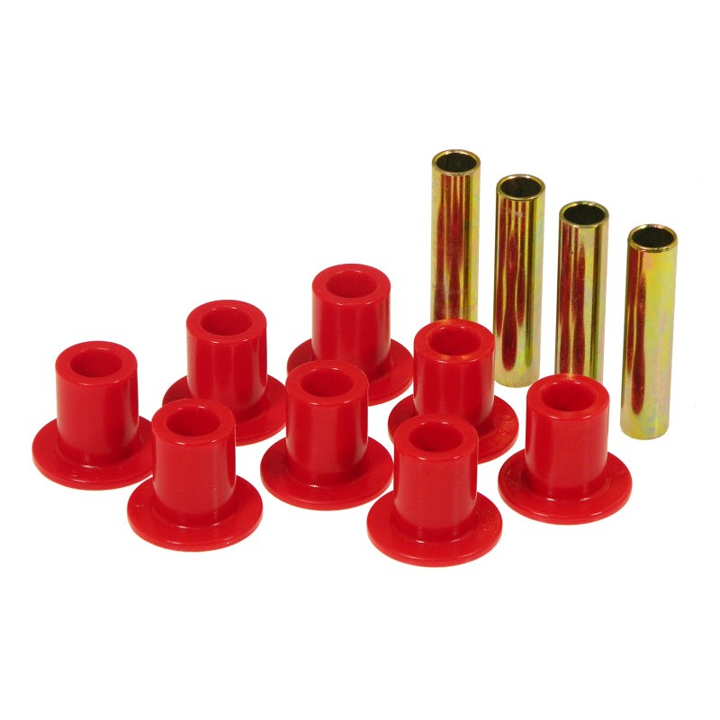 Prothane 1-1005 red polyurethane front leaf spring and shackle bushing set for 1987-1996 Jeep.