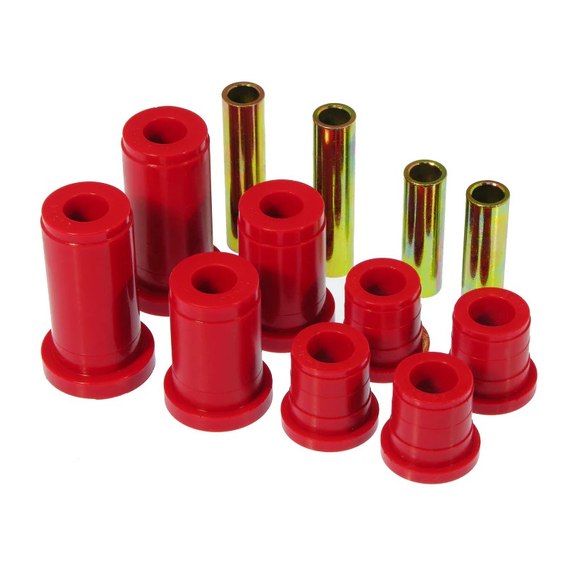 Red Prothane polyurethane control arm bushing kit for 1988-2000 Chevrolet and GMC 4WD trucks.