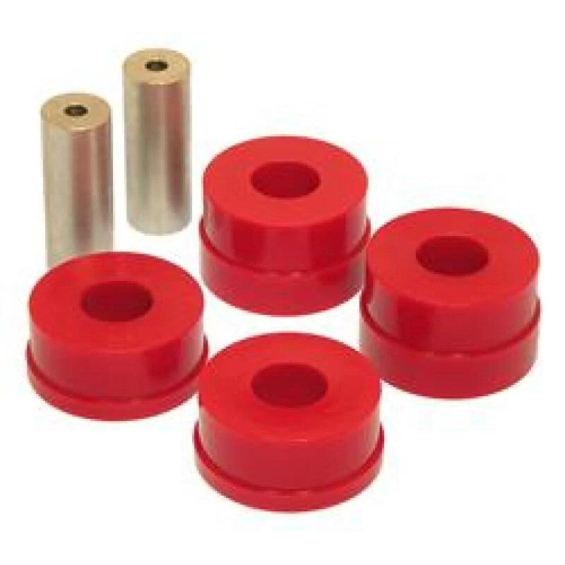 Red Prothane polyurethane motor mount bushing inserts for 1994-2002 Dodge Ram trucks.