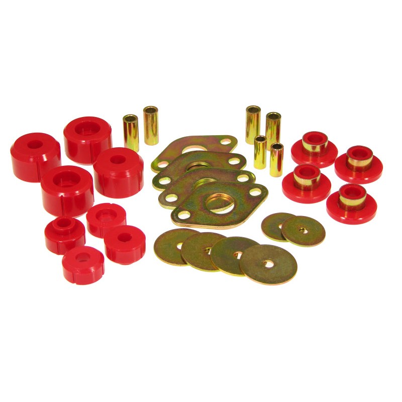Prothane 18-103 red polyurethane body mount bushing kit for 1995-2000 Toyota Tacoma.