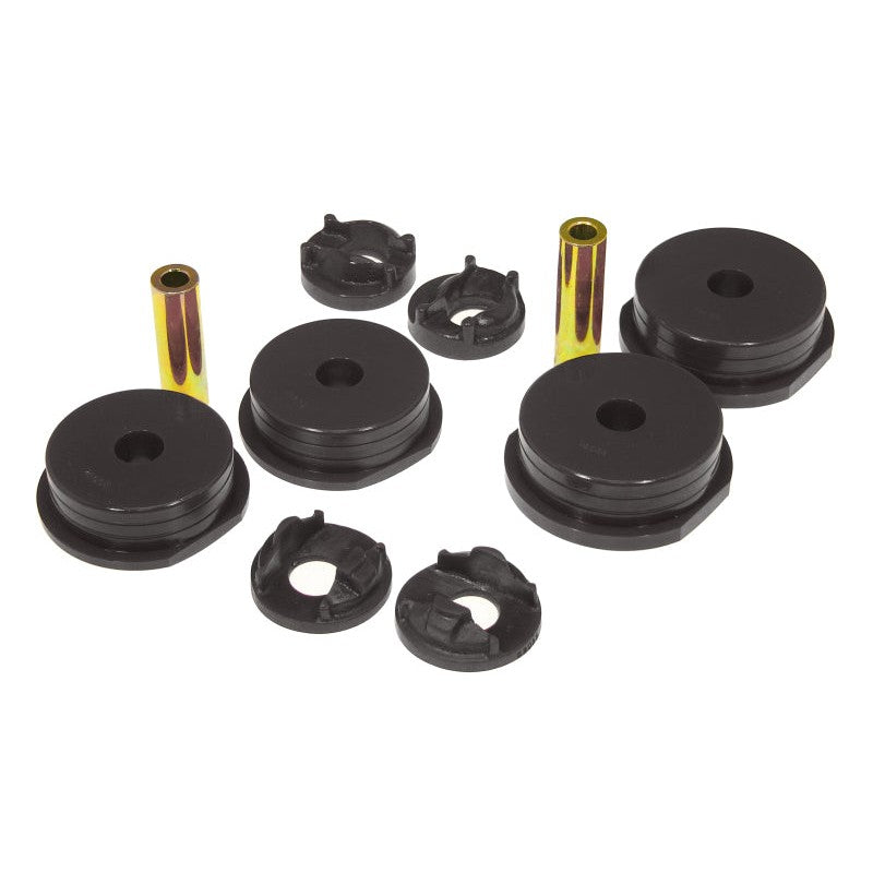 Set of four black polyurethane motor and transmission mounts for 1995-1999 Mitsubishi Eclipse and Eagle Talon.