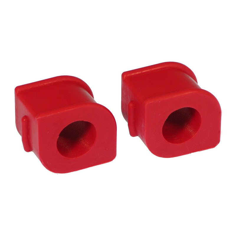 A pair of red Prothane 30mm polyurethane front sway bar bushings for 1997-2004 Chevrolet Corvette.