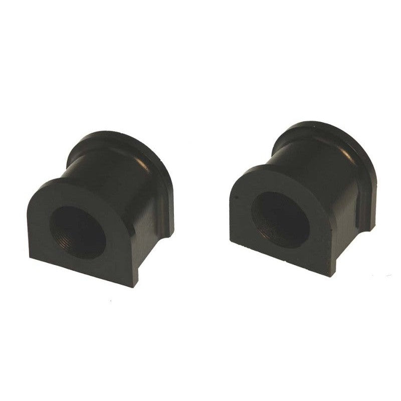 A pair of black Prothane polyurethane front sway bar bushings for a 28.5mm bar diameter.