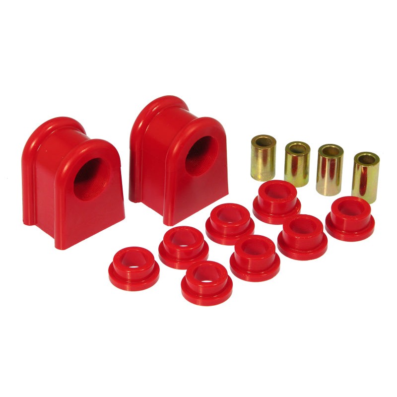 Red Prothane polyurethane front sway bar bushings for 1 1/4 inch bars on 1999-2004 Jeep Grand Cherokee models.