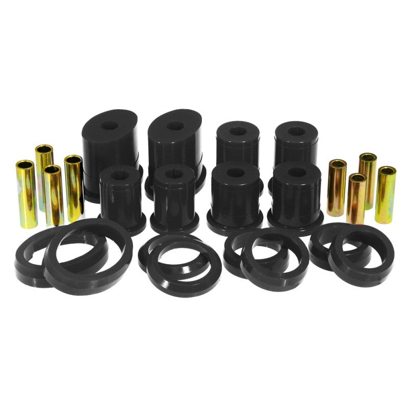 Black Prothane polyurethane rear lower oval control arm bushings for 1999-2004 Ford Mustang.
