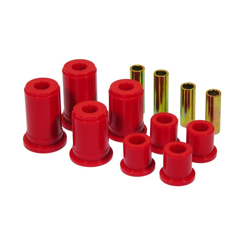 Red Prothane polyurethane control arm bushings for 1999-2006 Chevrolet Silverado and GMC Sierra 1500.