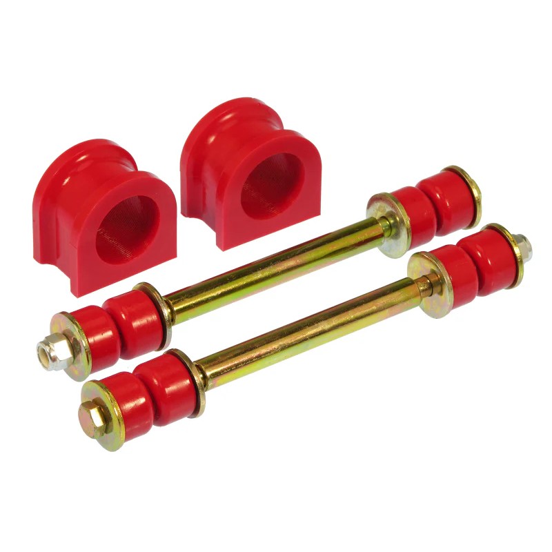 Red Prothane polyurethane front sway bar bushings for 1.42-inch diameter sway bars