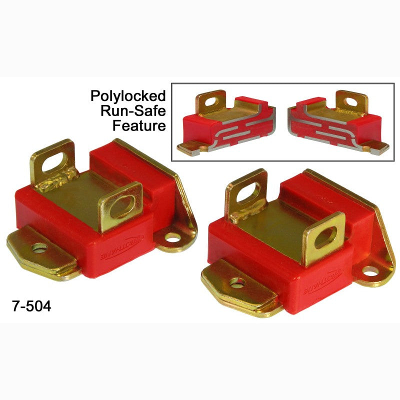 Prothane 7-504 Red polyurethane Type A Short motor mounts for classic Chevrolet V8 engines