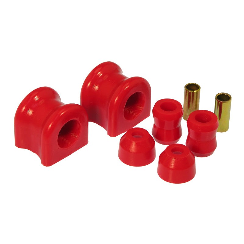 Two red Prothane 30.5mm polyurethane front sway bar bushings for 1997-2006 Jeep Wrangler TJ.