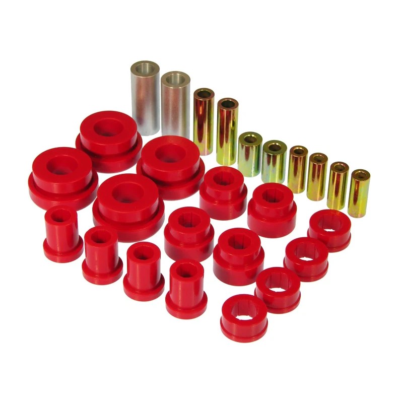 Set of red polyurethane Prothane control and radius arm bushings for 2003-2009 Nissan 350Z and Infiniti G35