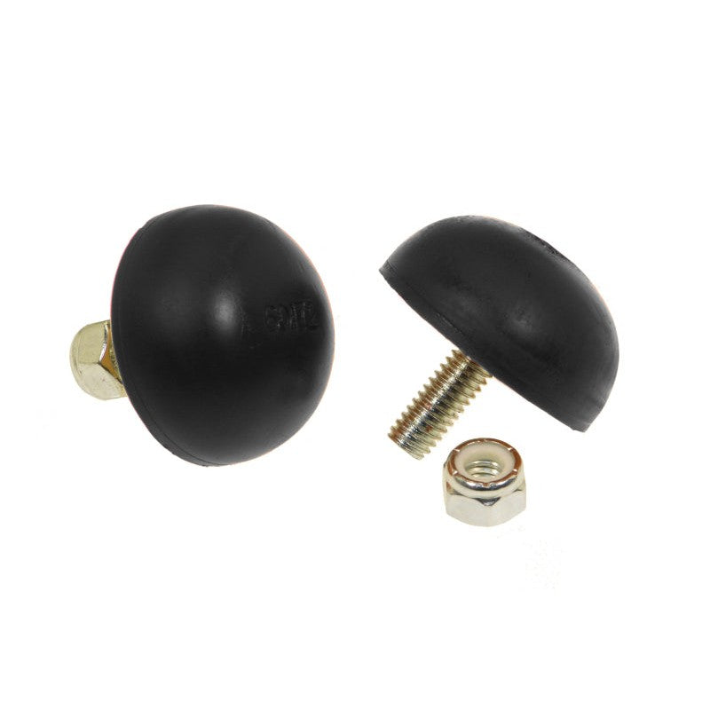 Black Prothane polyurethane button-style universal bump stop measuring 11/16 inch height and 1-5/8 inch diameter.