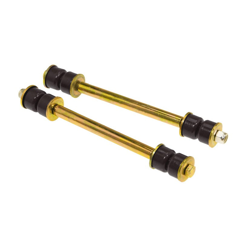 Prothane 19-419-BL universal sway bar end link set with black polyurethane bushings and 7-3/8 inch mounting length.