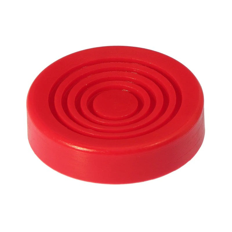 Red 3-inch diameter Prothane 19-1403 polyurethane universal floor jack pad