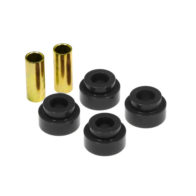 Two black Prothane polyurethane shock bushings for Bilstein shocks with a 12mm inner diameter.