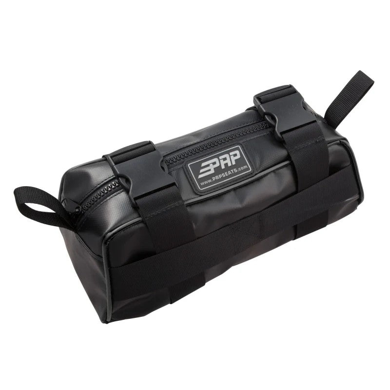 PRP Baja Bag in black vinyl-coated nylon with heavy-duty webbing straps and quick-release snaps