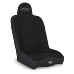 PRP Daily Driver High Back Suspension Seat in all black with tweed center and two harness neck slots.