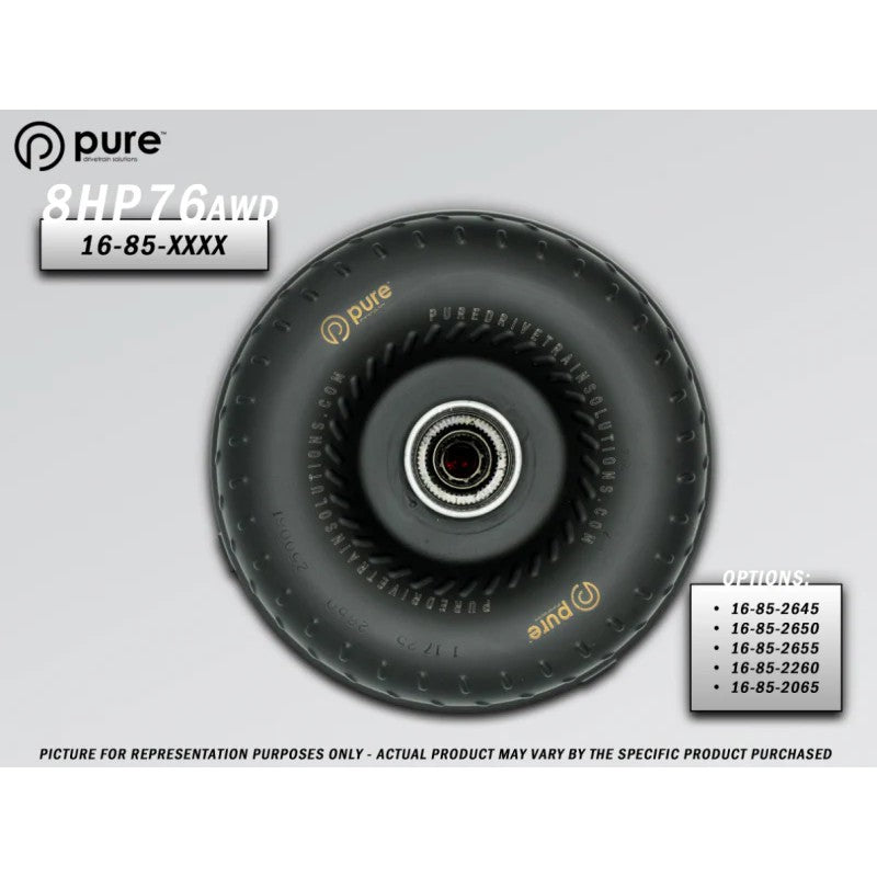 High-performance billet steel race torque converter for AWD 8HP76 transmissions with 26/50 stator