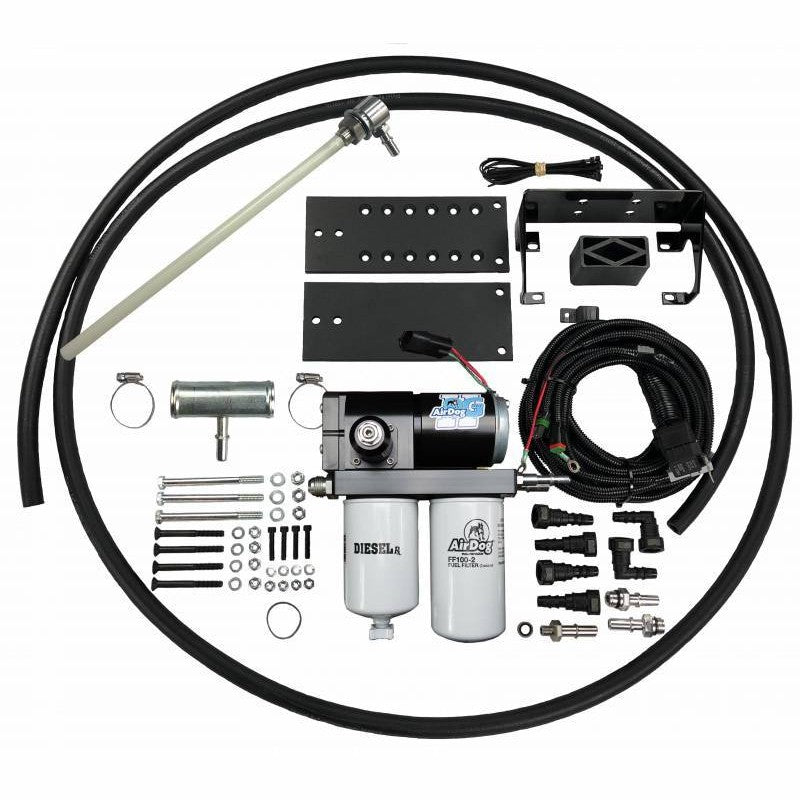 PureFlow AirDog II-5G DF-165-5G fuel air separation system with dual filters and black mounting bracket.
