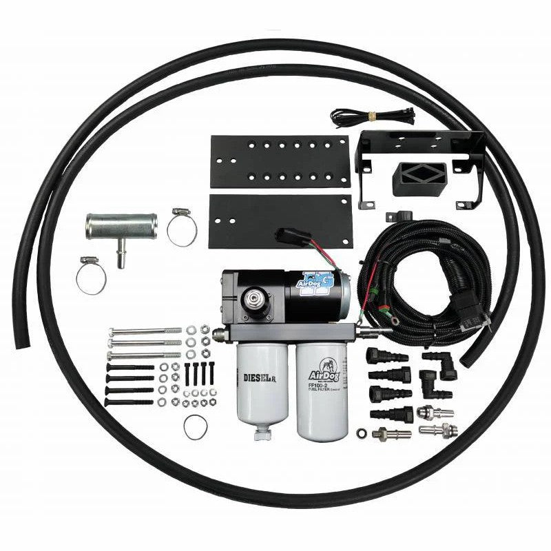 PureFlow AirDog II-5G fuel air separation system with pump, filter, and lines