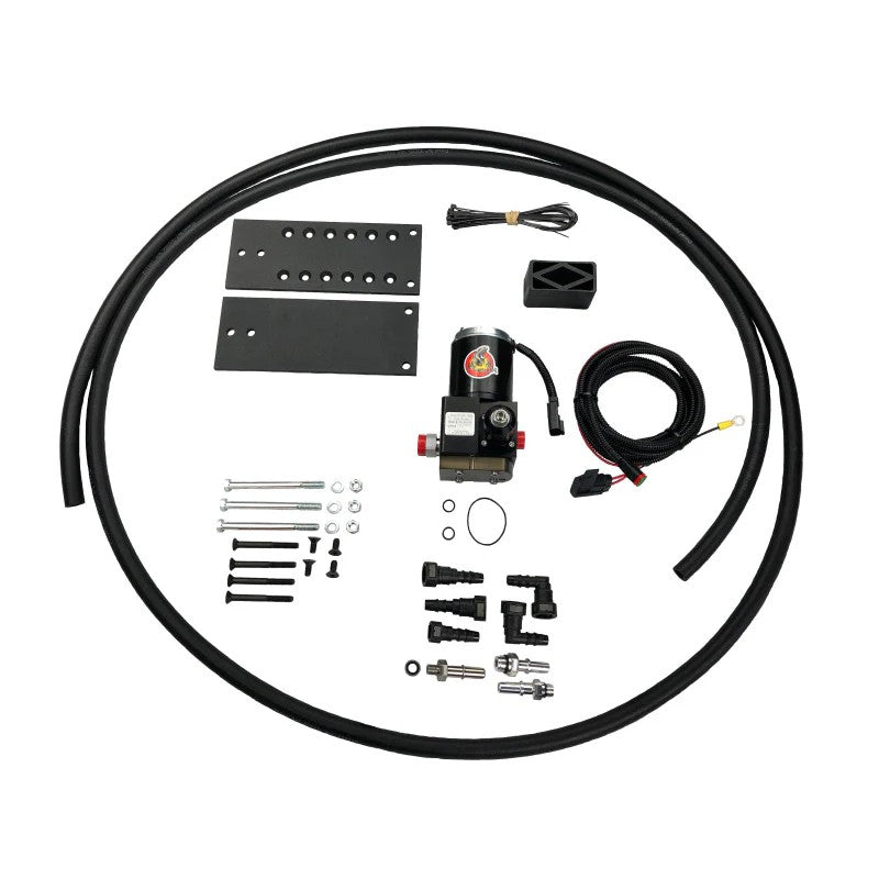 PureFlow Raptor 4G RP-4G-100 fuel pump assembly R4SBD049 with mounting bracket for 5.9L Cummins engines.