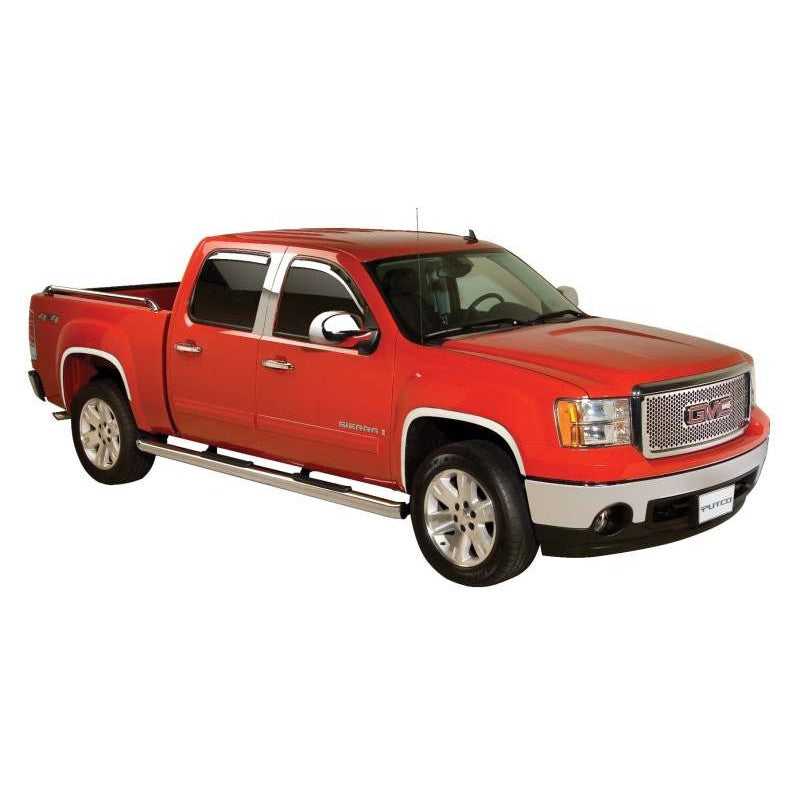 Polished 304 stainless steel fender trim kit with rubber edge seal for 2007-2013 GMC Sierra 1500.